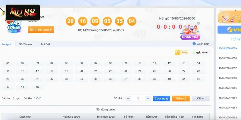 Đặt cược Jackpot Mega 6/45 Đặt cược Jackpot Mega 6/45